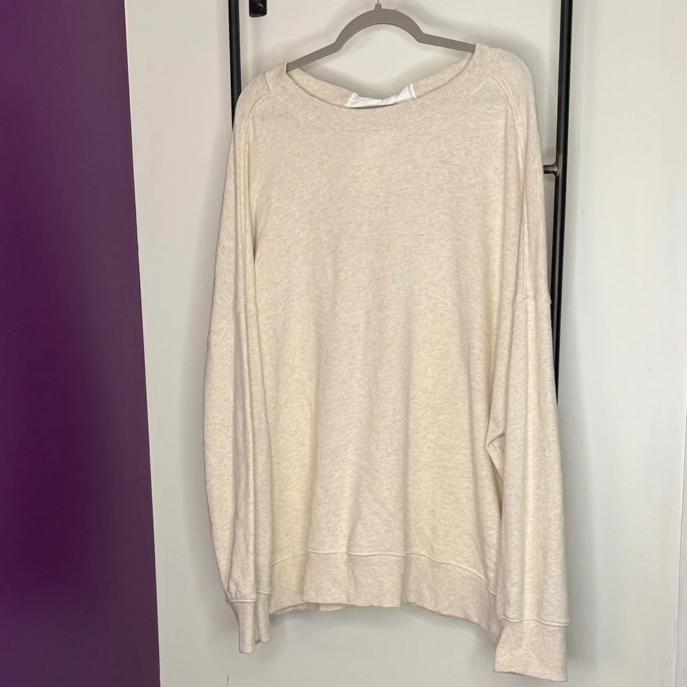 Aerie Cream Crew Neck Sweater with White Bow Detail - Picture 2 of 3